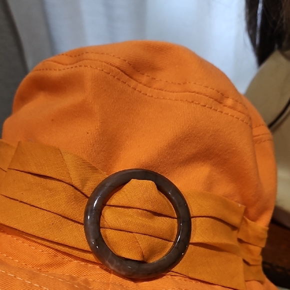 Sun N Sand Chic Orange Wide-Brim Hat‎ with Buckle Packable Pool Vacation Hat main image 10